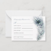 MINI Elegant Peacock Feather Aquamarin Wedding RSV Mitteilungskarte (Vorderseite)