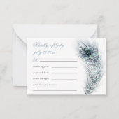 MINI Elegant Pfau Feather Aquamarin Wedding RSVP Mitteilungskarte (Vorderseite)