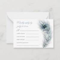 MINI Elegant Pfau Feather Aquamarin Wedding RSVP