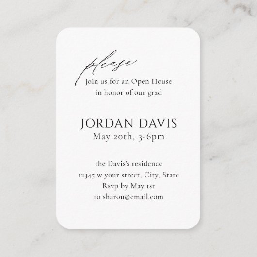 Mini Elegante Script Arch Foto Abschluss laden Begleitkarte (Rückseite)