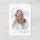 Mini Elegante Script Arch Foto Abschluss laden Begleitkarte (Vorderseite)