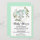 Mini Elephant Moderne Babydusche Einladung (Vorne/Hinten)