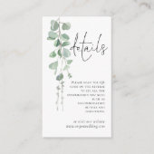 Mini Eucalyptus Script QR Code Angaben zum Hochzei Begleitkarte (Vorderseite)