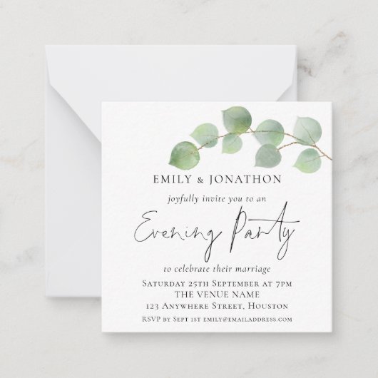 MINI Eucalyptus Wedding Abend Party Einladung (Vorderseite)