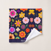 Mini Exotic Blume Blumenmuster Badhandtuch Set (Waschlappen)
