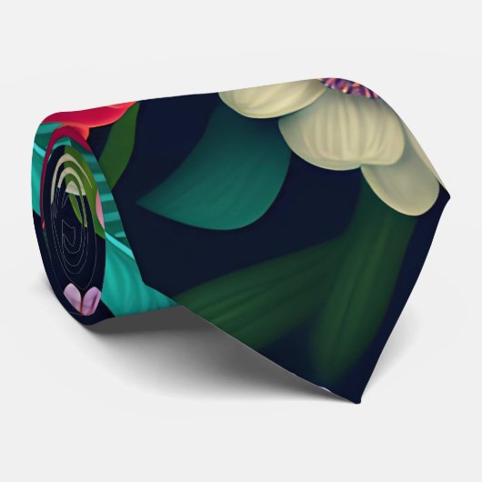 Mini Exotic Blume Regenbogenmuster Krawatte (Gerollt)