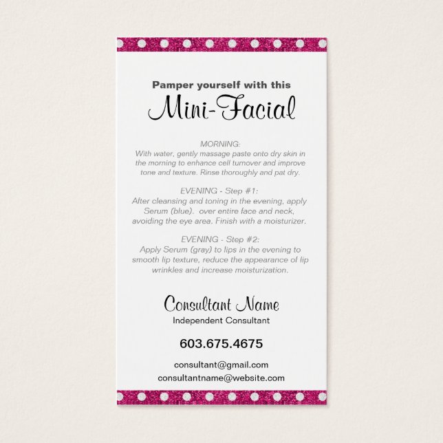 Mini-Facial Instruction Card (Vorderseite)