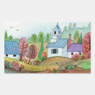 Mini Farmland Landschaft Rechteckiger Aufkleber