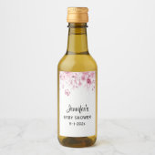 Mini Flasche Pink Baby Dusche Bläserntropfen Mini Weinetikett (Vorderseite)