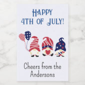 Mini Flaschen 4. Juli Red White Gnomes, 10 Weinetikett (Einzelnes Label)