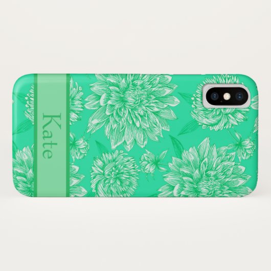 Mini Floral Monogramm Case-Mate iPhone Hülle (Rückseite (Horizontal))