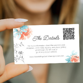 Mini floral QR Code Moderne Hochzeitdetails Begleitkarte