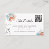 Mini floral QR Code Moderne Hochzeitdetails Begleitkarte (Vorderseite)