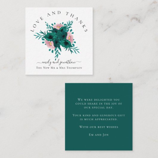 Mini Florals Emerald Pink Vielen Dank für Ihre Hoc Mitteilungskarte (Vorne/Hinten)