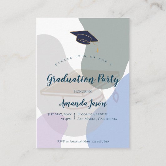 Mini Foto Pastel Niedlich 2025 Abschluss Einladung (Rückseite)