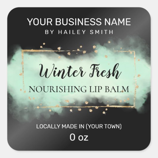 Mini frisch Schwarz und Pastellgrün Lip Balm Quadratischer Aufkleber (Vorderseite)