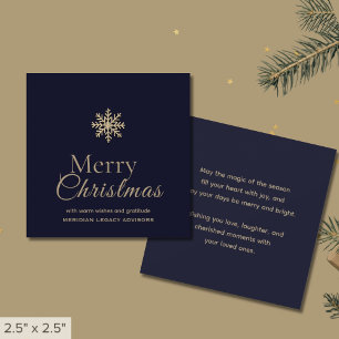 Mini Frohe Weihnachten Marineblau Gold Schneeflock Mitteilungskarte