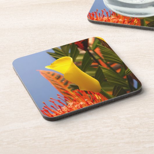 Mini-Gelblilie Getränkeuntersetzer (Linke Seite)