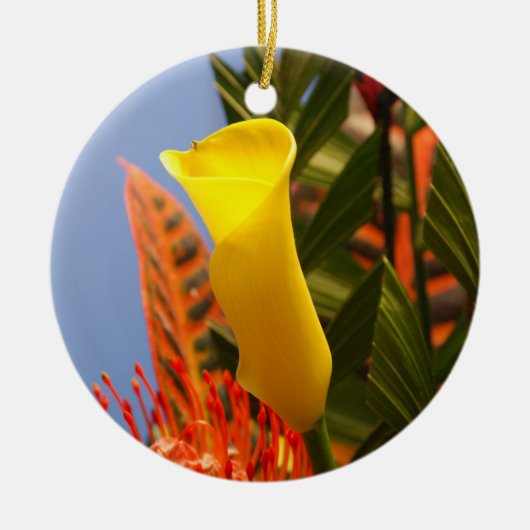 Mini-Gelblilie Keramik Ornament (Vorne)