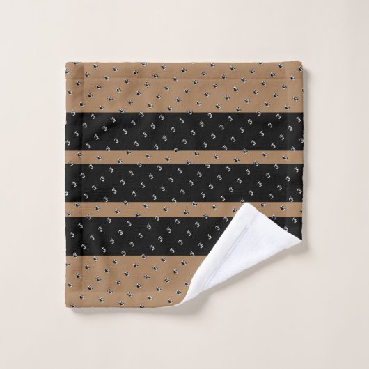 Mini Geo Black Brown Streifen Badhandtuch Set (Waschlappen)