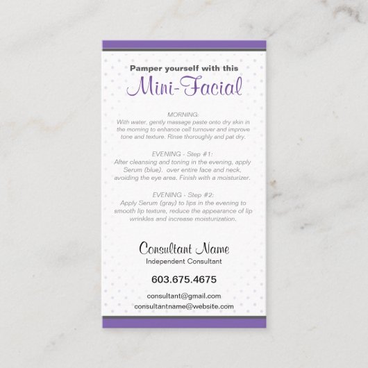 Mini-Gesichtsanweisungskarten Visitenkarte (Vorderseite)