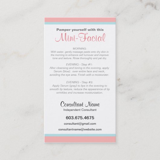 Mini-Gesichtsanweisungskarten Visitenkarte (Vorderseite)