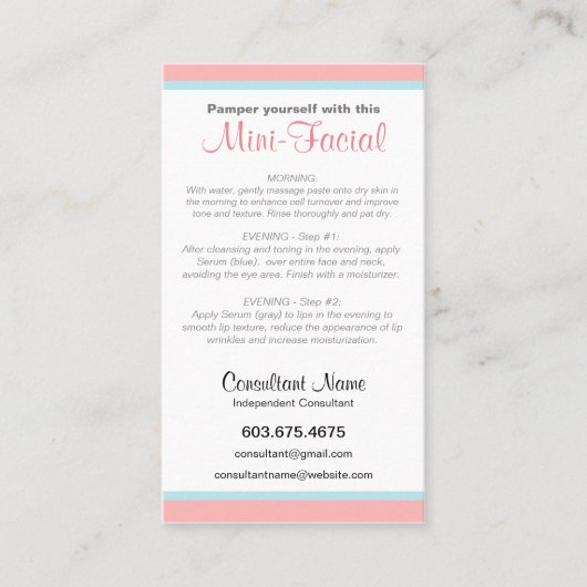 Mini-Gesichtsanweisungskarten Visitenkarte (Vorderseite)