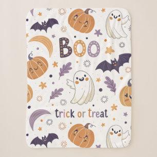 Mini Ghost & Pumpkin Sherpa-Decke – Kleine Größe Sherpadecke