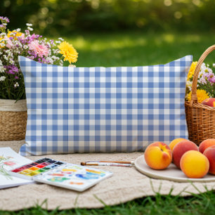 Mini Gingham Karo Kornblumenblau Karomuster Kissen Für Draußen