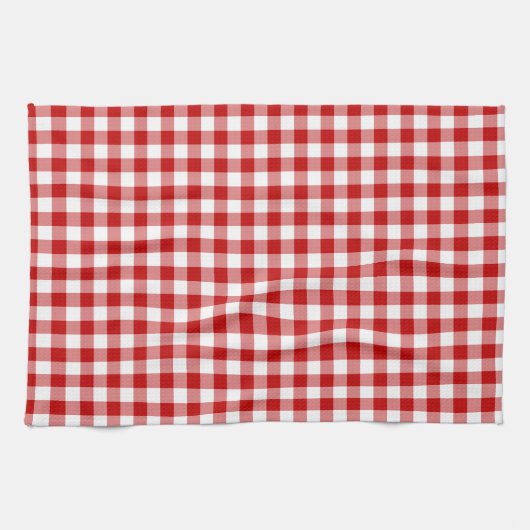 Mini Gingham Karo Red White Kariert Pattern Geschirrtuch (Horizontal)