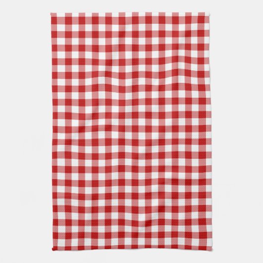 Mini Gingham Karo Red White Kariert Pattern Geschirrtuch (Vertikal)