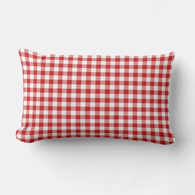 Mini Gingham Karo Red White Kariert Pattern Kissen Für Draußen (Vorderseite)