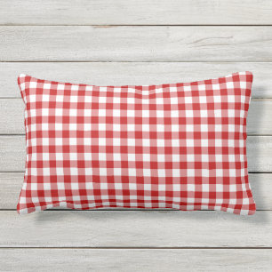 Mini Gingham Karo Red White Kariert Pattern Kissen Für Draußen