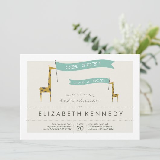 Mini Giraffes Einladung (Stehend Vorderseite)