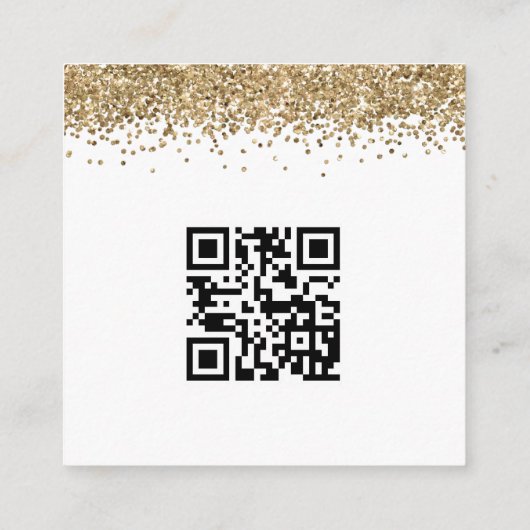 Mini Glam Gold Glitzer QR Code Wedding RSVP Begleitkarte (Rückseite)