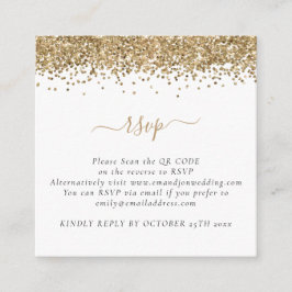 Mini Glam Gold Glitzer QR Code Wedding RSVP Begleitkarte