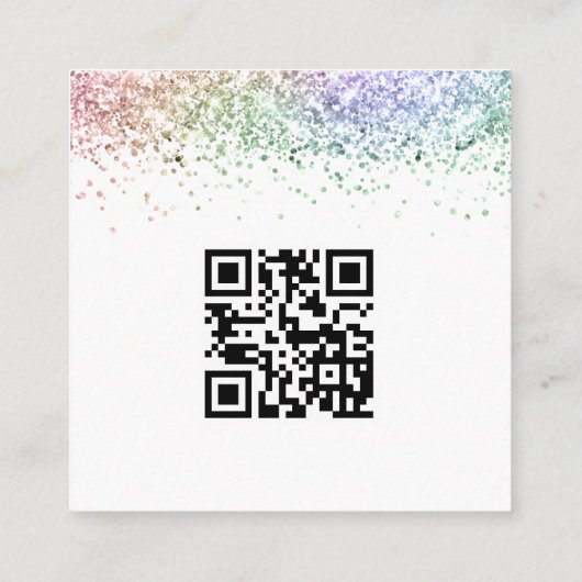 Mini Glam Rainbow Glitzer QR Code Wedding RSVP Begleitkarte (Rückseite)
