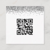 Mini Glam Silver Glitzer QR Code Wedding RSVP Begleitkarte (Rückseite)
