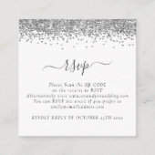 Mini Glam Silver Glitzer QR Code Wedding RSVP Begleitkarte (Vorderseite)