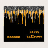 MINI Glitzer Orange Happy Halloween Klassenkarte Visitenkarten (Außenseite Aufgefaltet)