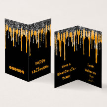 MINI Glitzer Orange Happy Halloween Klassenkarte