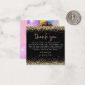 MINI Gold Glitzer Foto 21. Black Danke Mitteilungskarte (Vorderseite/Rückseite Beispiel)