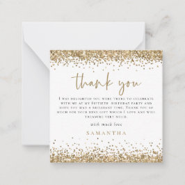 MINI Gold Glitzer Foto 40 Vielen Dank Mitteilungskarte