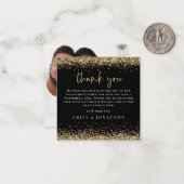 MINI Gold Glitzer Foto Verlobung Dank Black Mitteilungskarte (Vorderseite/Rückseite Beispiel)