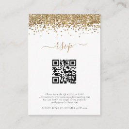 Mini Gold Glitzer QR Code Wedding RSVP Begleitkarte