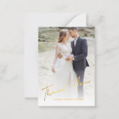 Mini-Gold handgeschriebenes Hochzeitsgarantie Foto Mitteilungskarte (Vorderseite)