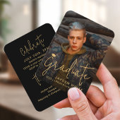 Mini Gold Modernes Script Foto Abschluss laden Begleitkarte