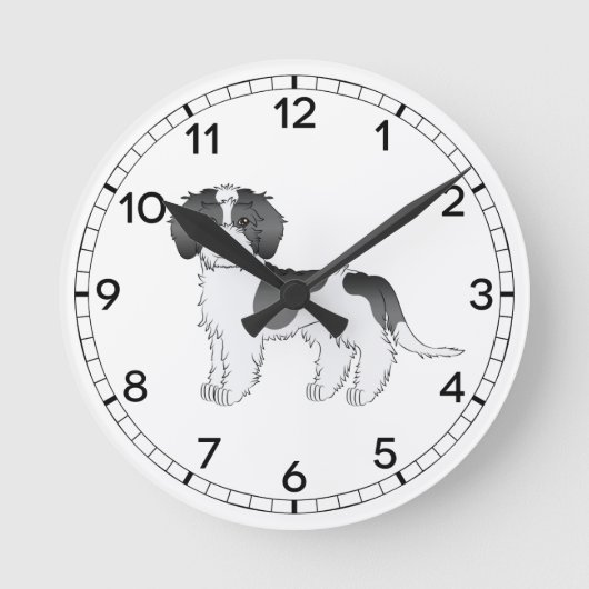 Mini Goldendoodle Cartoon Dog Runde Wanduhr (Vorderseite)