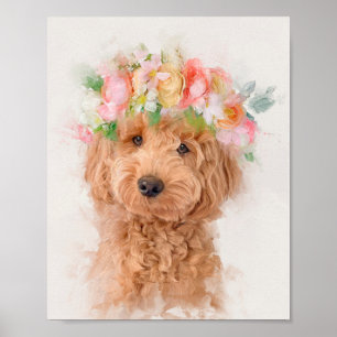 Mini Goldendoodle Dog Blume Crown Portrait Poster