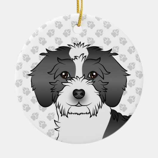 Mini Goldendoodle Dog Head Keramik Ornament (Vorne)